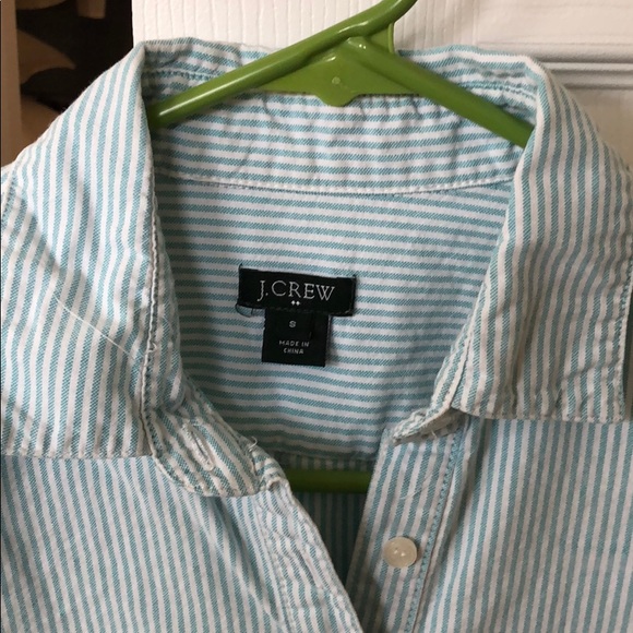 J crew button up mint green stripes - Picture 2 of 3